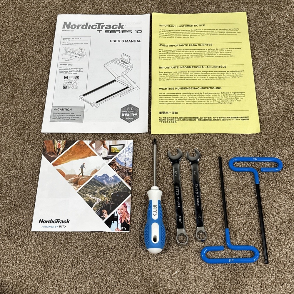 Nordic Track T Series 10 User Manual & Tools Lot Wrenches Screwdriver Allen iFIT